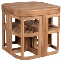 Balkonset Watford Teak Tisch &  4 Stühle inkl. Sitzkissen