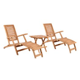 Deckchair ZickZack Teak und Tisch Devon Teak-KOMPLETTSET