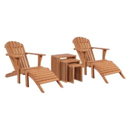 Liegesessel Adirondack Montreal und Beistelltisch 3-er Set Teak-KOMPLETTSET