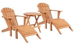Liegesessel Adirondack Montreal und Tisch Dorset Teak-KOMPLETTSET