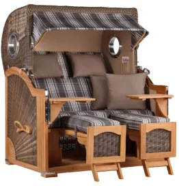 Strandkorb Amrum Grande Teak PE grey Dessin 522