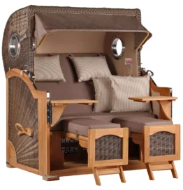 Strandkorb Amrum Grande Teak PE grey Dessin 534