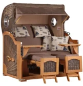 Strandkorb Amrum Grande Teak PE grey Dessin 540