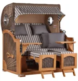 Strandkorb Amrum Grande Teak PE grey Dessin 545