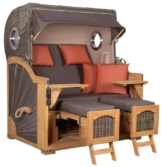 Strandkorb Amrum Grande Teak PE grey Dessin 591
