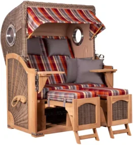 Strandkorb Amrum Teak PE grey Dessin 584