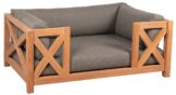 Hundebett L Teakholz 95x75x45 cm inkl. Kissenset