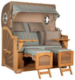 Strandkorb Amrum Grande Bullauge Teak PE Banana Dessin 520