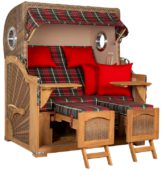 Strandkorb Amrum Grande Bullauge Teak PE Banana Dessin 529