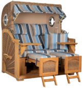 Strandkorb Amrum Grande Bullauge Teak PE Banana Dessin 580
