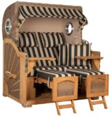 Strandkorb Amrum Grande Bullauge Teak PE Banana Dessin 581
