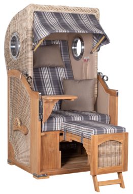 Strandkorb Amrum Single Bullauge Teak PE Shell Dessin 522