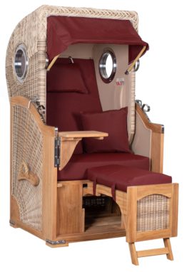 Strandkorb Amrum Single Bullauge Teak PE Shell Dessin 550