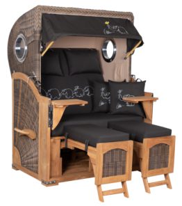 Strandkorb Amrum Bullauge Teak PE Grey Dessin Ottifant