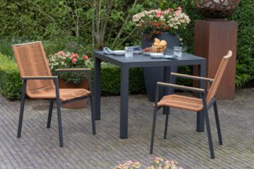 Gartenmöbelset Diningsessel Alicante terracotta mit Tisch Tarifa 90x90cm