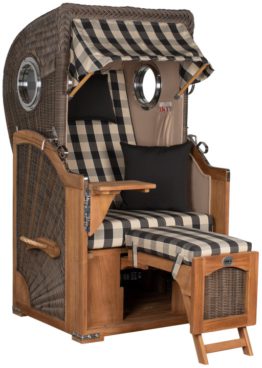 Strandkorb Amrum Single Bullauge Teak PE Grey Dessin 505