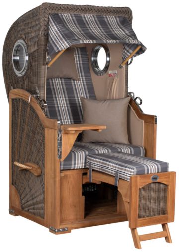 Strandkorb Amrum Single Bullauge Teak PE Grey Dessin 522