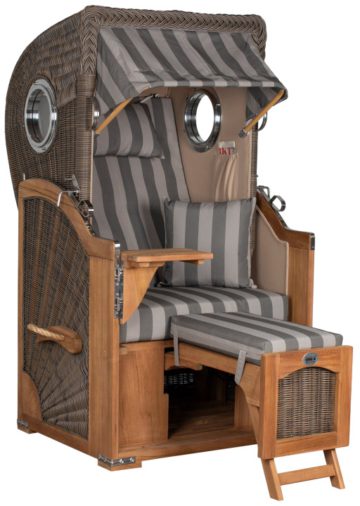 Strandkorb Amrum Single Bullauge Teak PE Grey Dessin 537