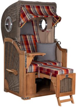 Strandkorb Amrum Single Bullauge Teak PE Grey Dessin 584