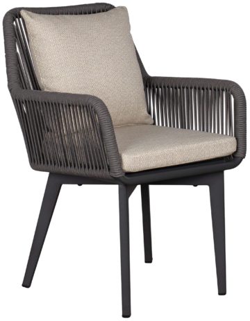 Diningsessel Marbella anthrazit Rope mit Kissen hellgrau