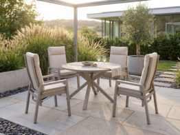 Gartenmöbelset Relaxsessel Sevilla ivory mit Tisch Malaga 120 cm ivory