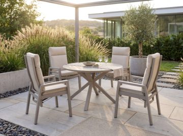 Gartenmöbelset Relaxsessel Sevilla ivory mit Tisch Malaga 120 cm ivory